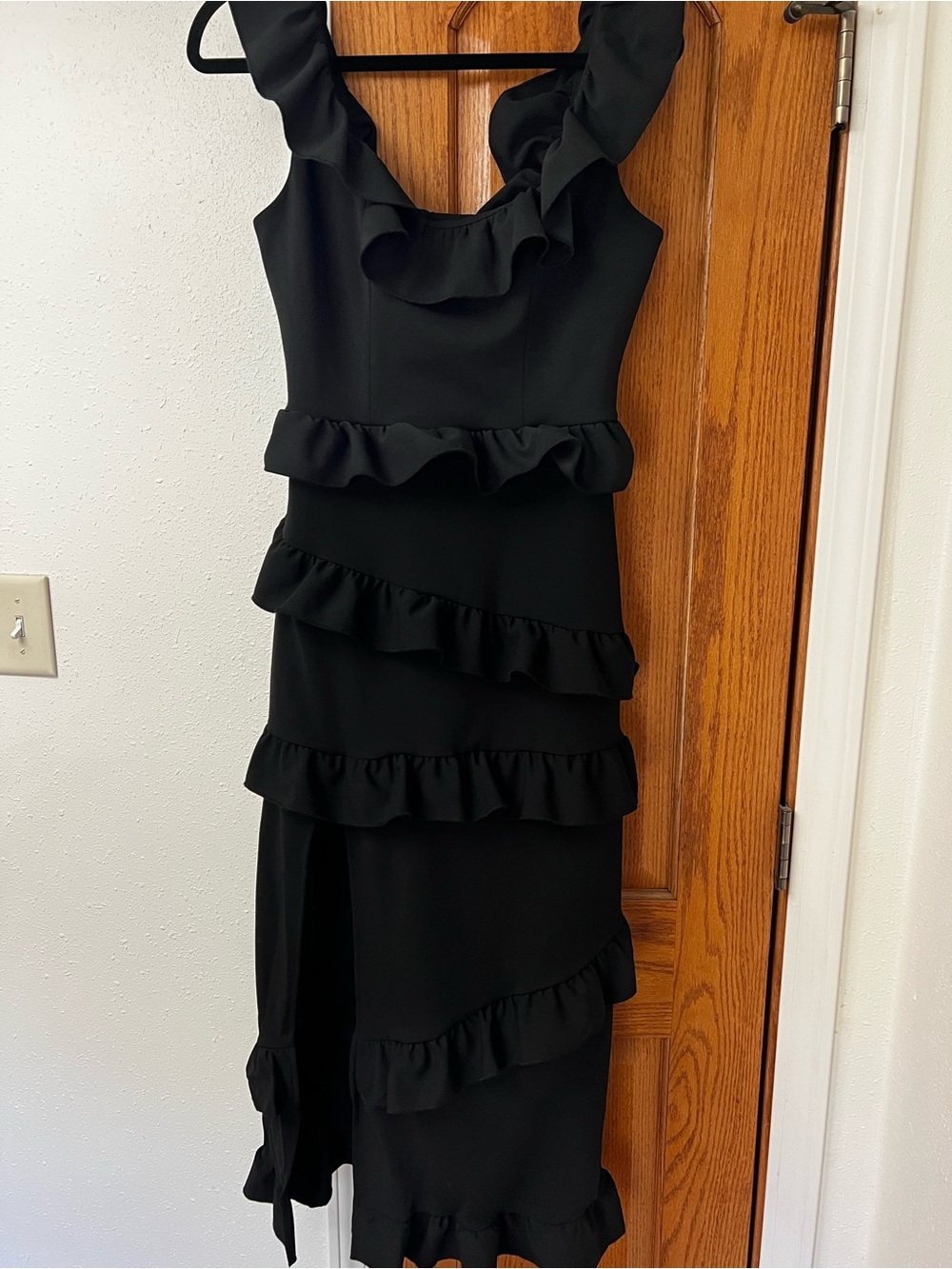 Show Me Your MuMu Black Ruffle Tiered Midi Dress